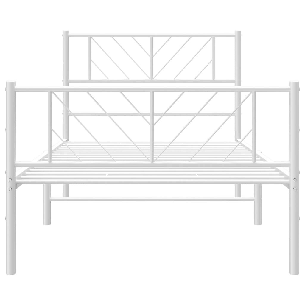 Metal Bed Frame without Mattress with Footboard White 107x203 cm King Single Price
