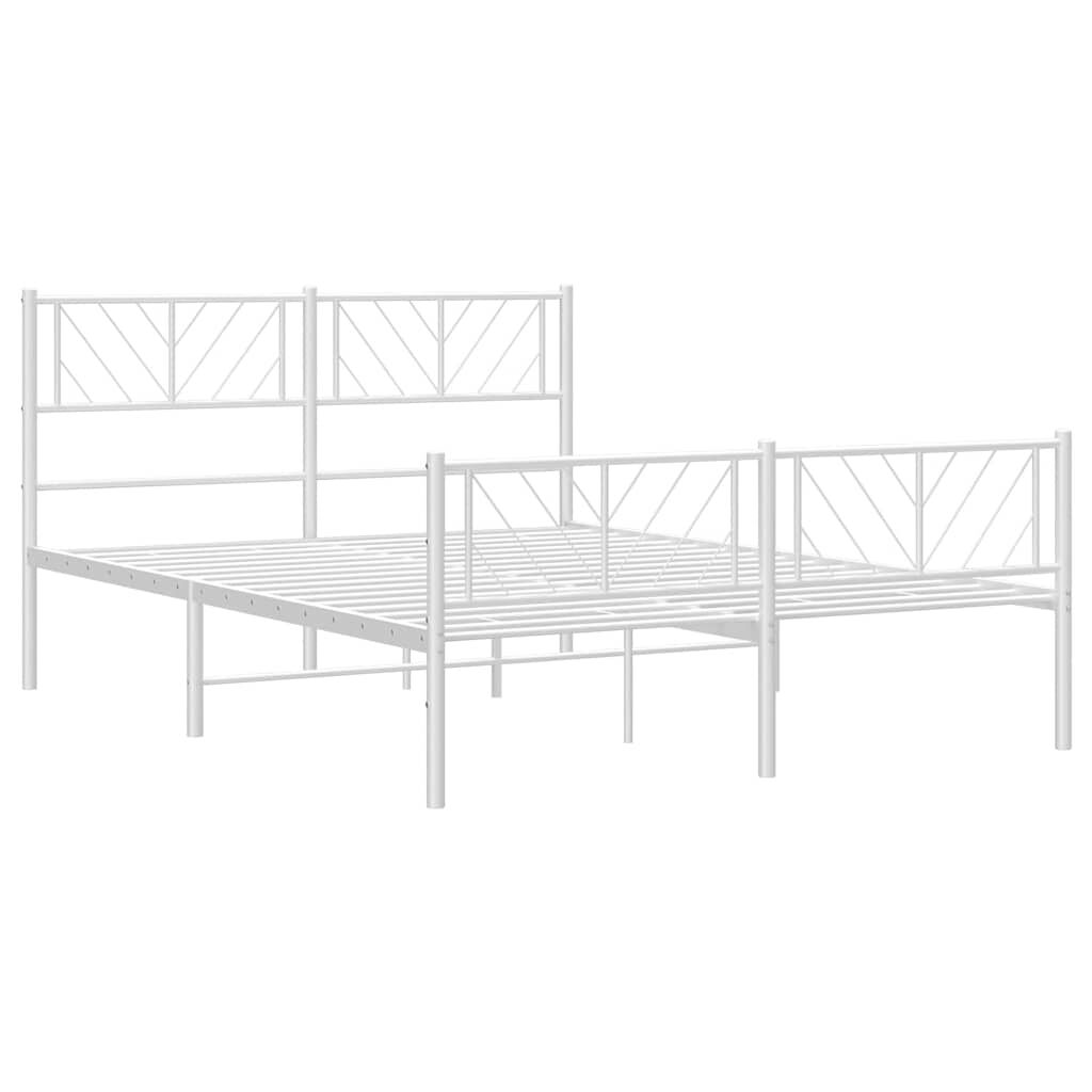 Metal Bed Frame without Mattress with Footboard White 150x200 cm Price