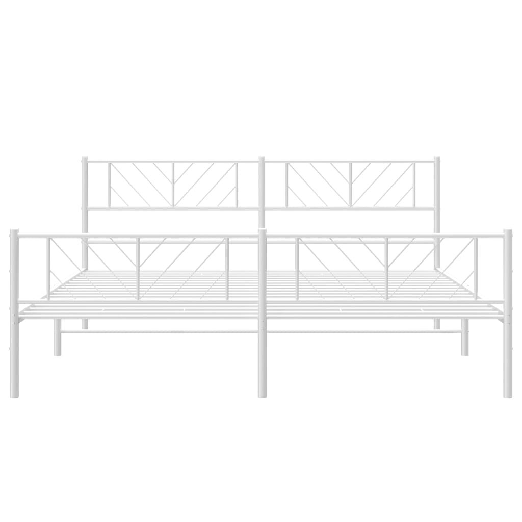 Metal Bed Frame without Mattress with Footboard White 183x203 cm King Price