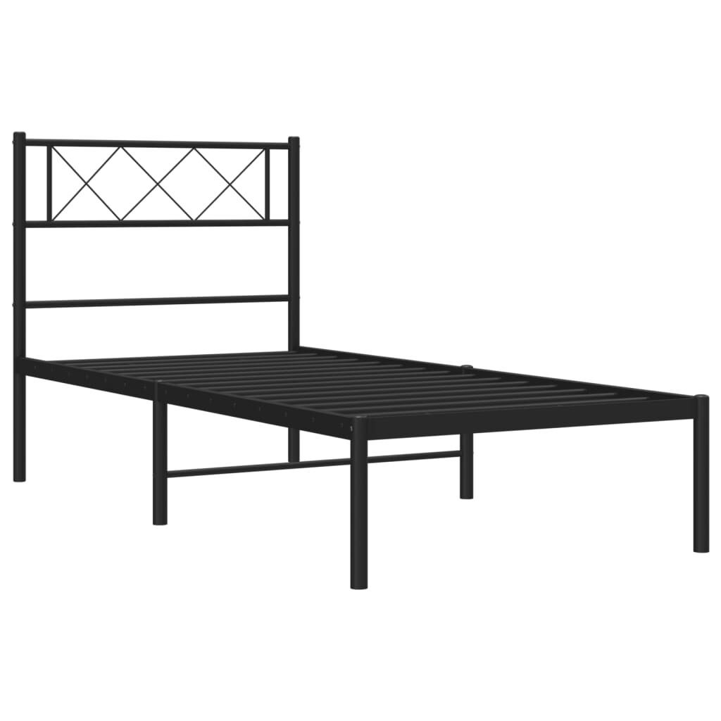 Metal Bed Frame without Mattress with Headboard Black 107x203 cm King Single Price