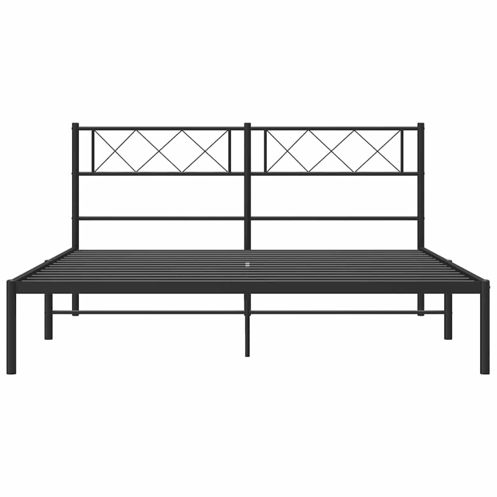 Metal Bed Frame without Mattress with Headboard Black 150x200 cm Price