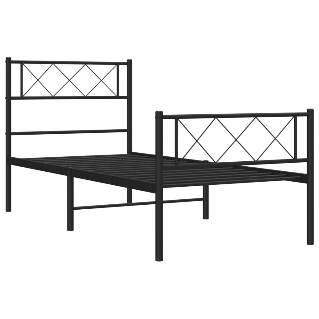 Metal Bed Frame without Mattress with Footboard Black 107x203 cm King Single Price
