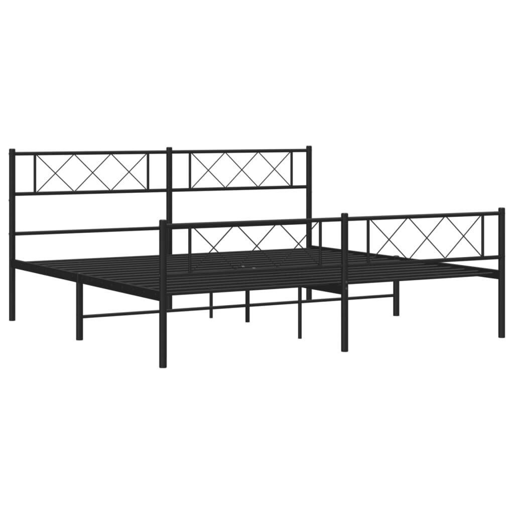 Metal Bed Frame without Mattress with Footboard Black 183x203 cm King Price
