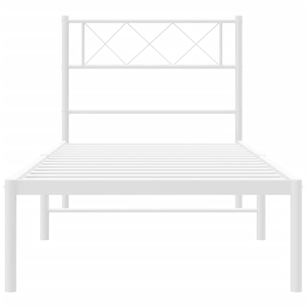 Metal Bed Frame without Mattress with Headboard White 90x190 cm Price
