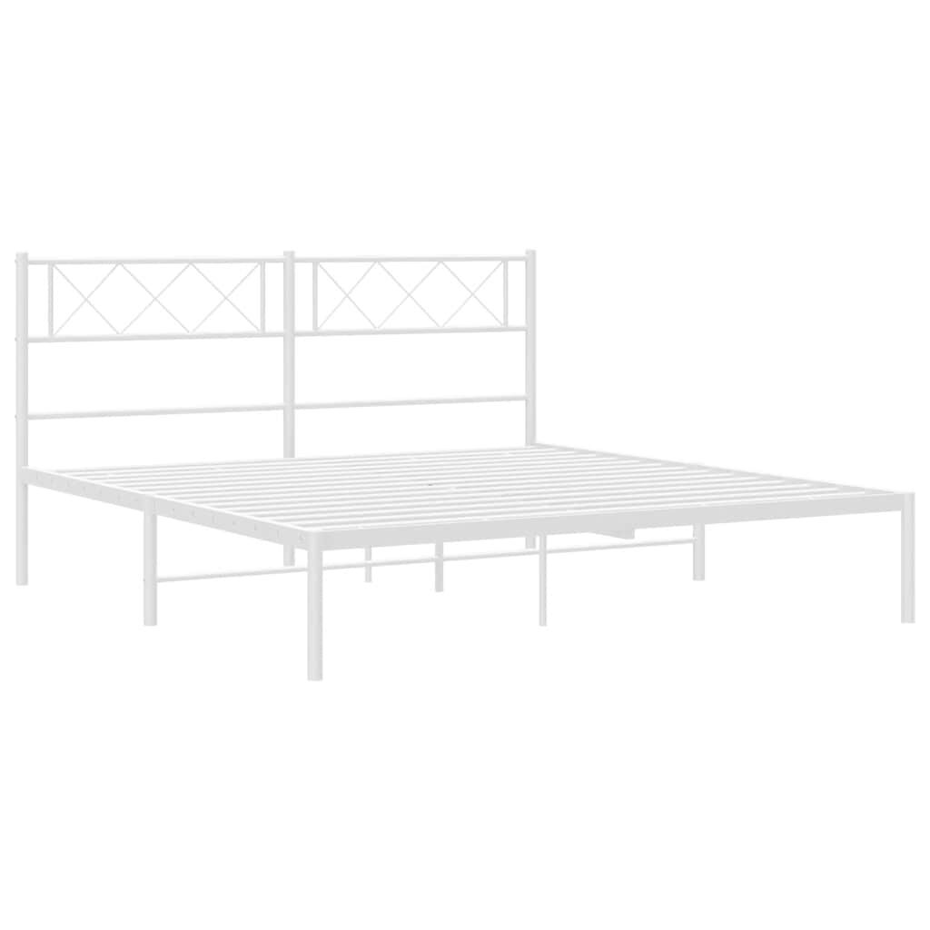 Metal Bed Frame without Mattress with Headboard White 150x200 cm Price