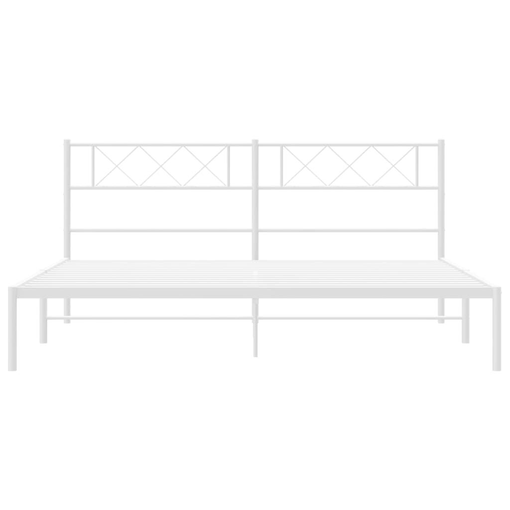 Metal Bed Frame without Mattress with Headboard White 183x203 cm King Price