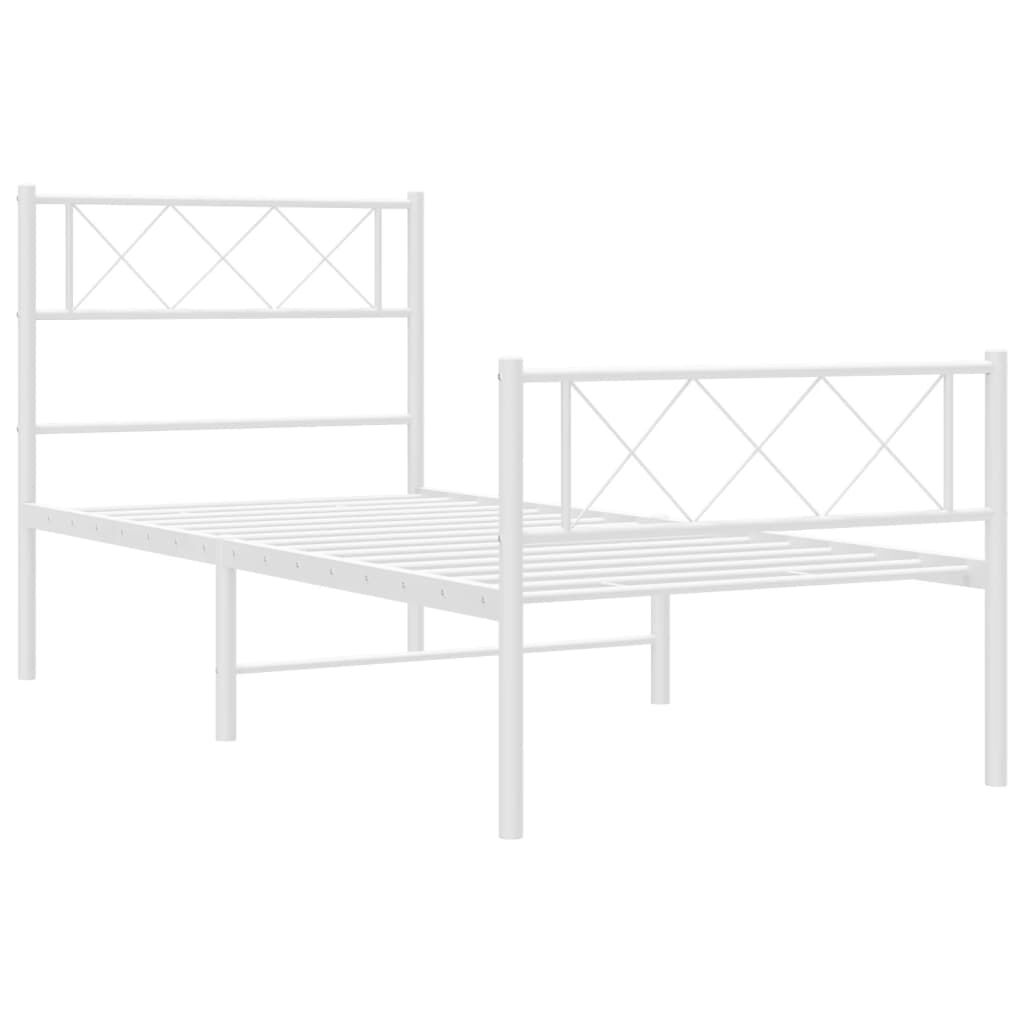 Metal Bed Frame without Mattress with Footboard White 90x190 cm Price