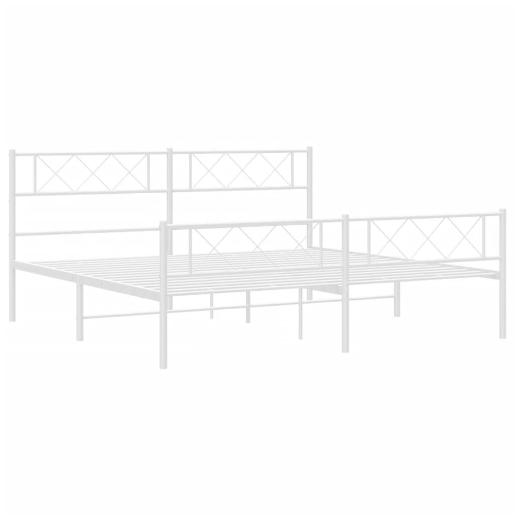 Metal Bed Frame without Mattress with Footboard White 183x203 cm King Price