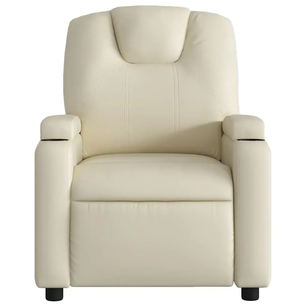 Massage Recliner Chair Cream Faux Leather Price