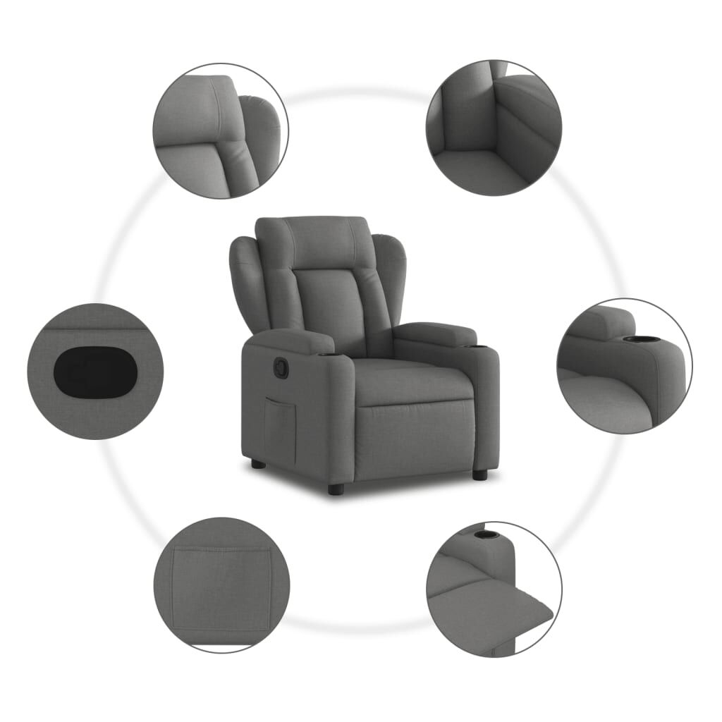 Recliner Chair Dark Grey Fabric Price
