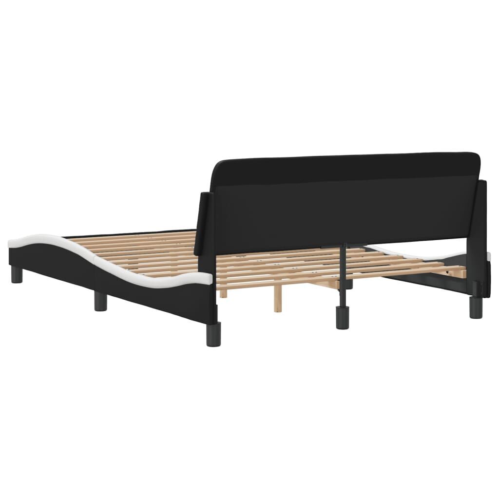 Bed Frame without Mattress Black and White 137x187 cm Double Faux Leather Price