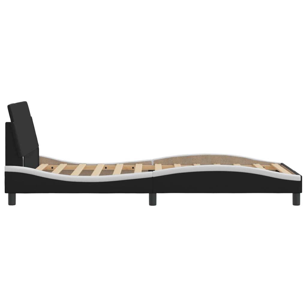 Bed Frame without Mattress Black and White 107x203 cm King Single Faux Leather Price