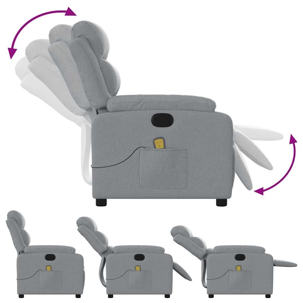 Massage Recliner Chair Light Grey Fabric Price