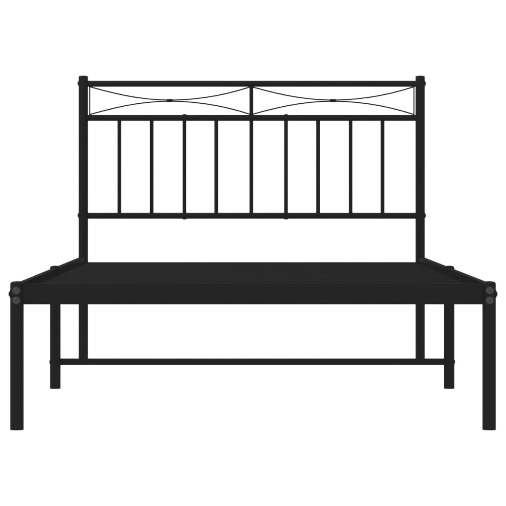Metal Bed Frame without Mattress with Headboard Black 107x203 cm King Single Price
