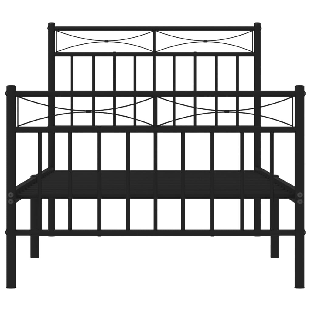 Metal Bed Frame without Mattress with Footboard Black 90x190 cm Price