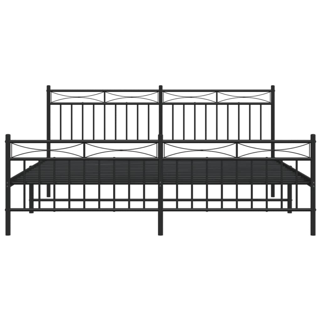 Metal Bed Frame without Mattress with Footboard Black 183x203 cm King Price