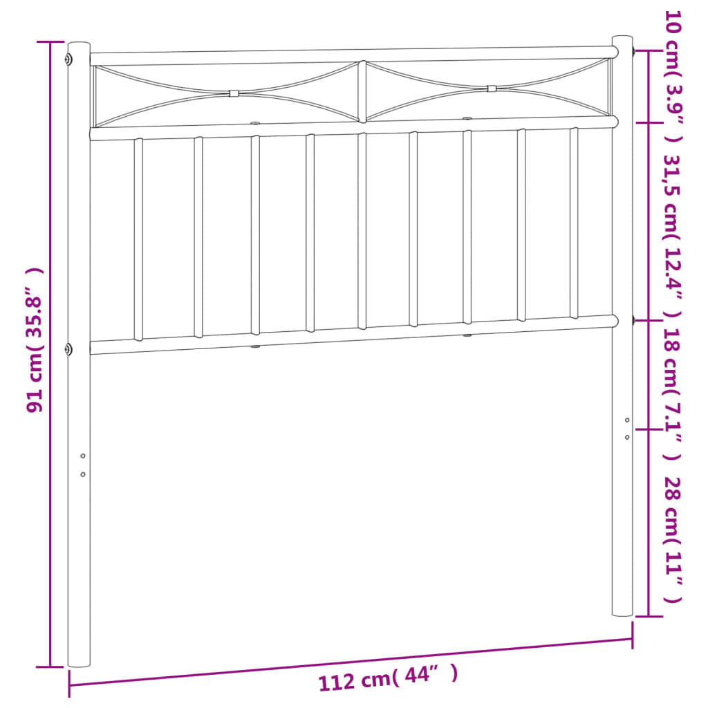 Metal Headboard Black 107 cm King Single Price