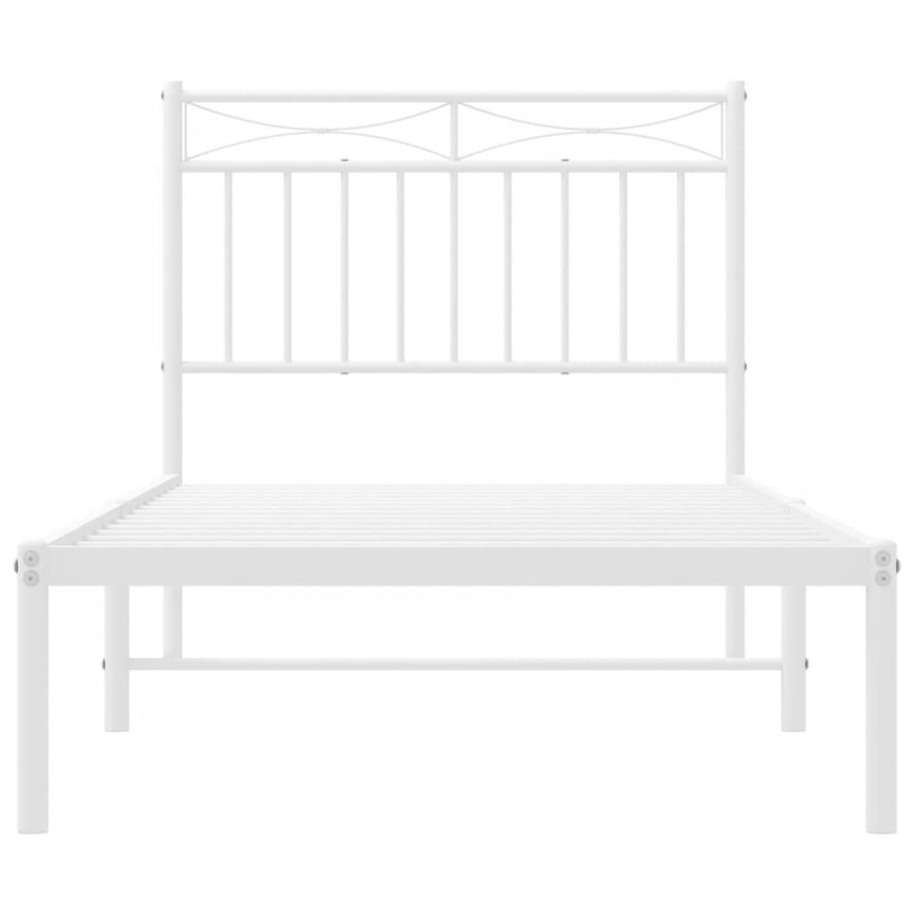 Metal Bed Frame without Mattress with Headboard White 90x190 cm Price