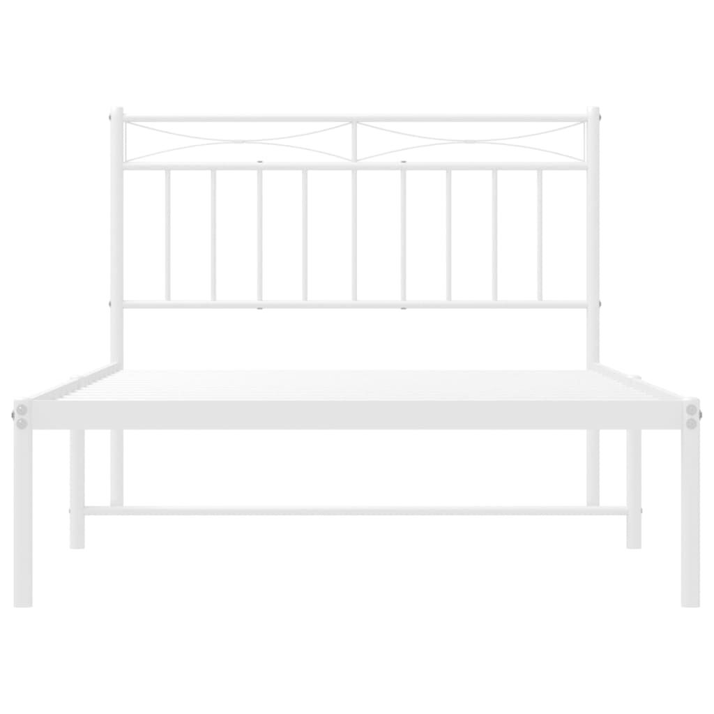 Metal Bed Frame without Mattress with Headboard White 107x203 cm King Single Price