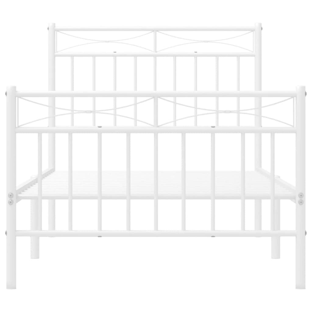 Metal Bed Frame without Mattress with Footboard White 90x190 cm Price