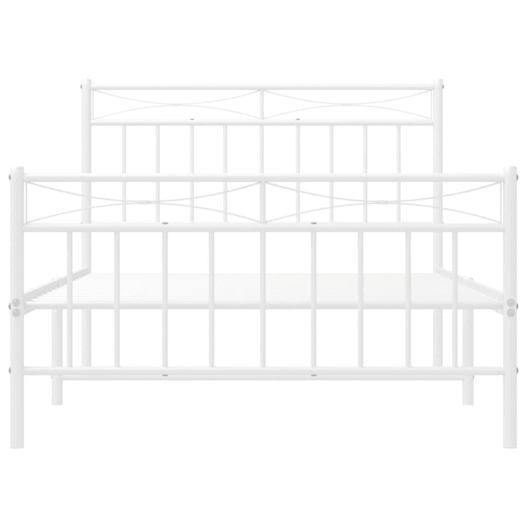 Metal Bed Frame without Mattress with Footboard White 107x203 cm King Single Price