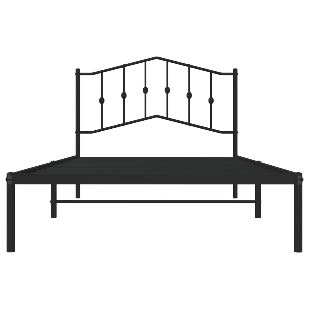 Metal Bed Frame without Mattress with Headboard Black 107x203 cm King Single Price