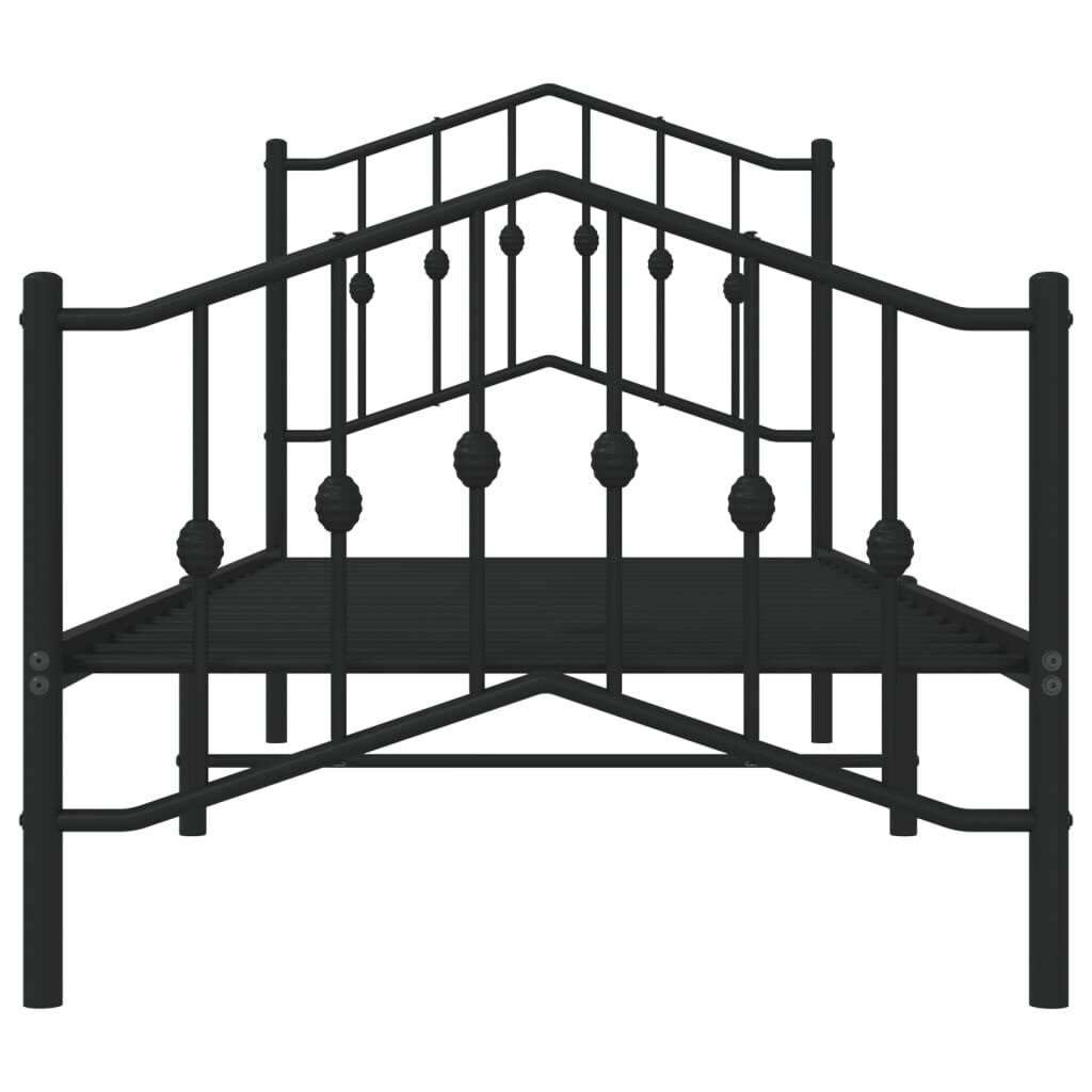 Metal Bed Frame without Mattress with Footboard Black 90x190 cm Price