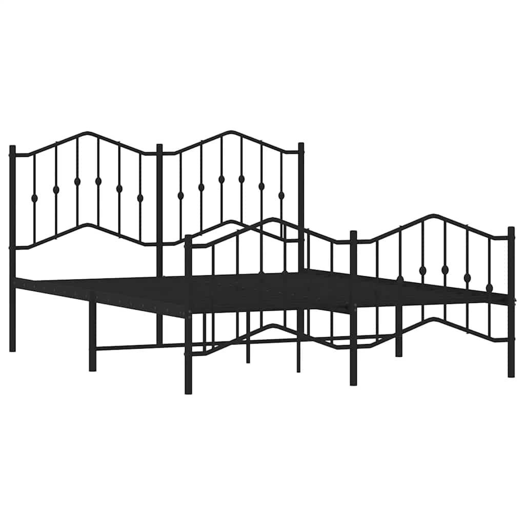 Metal Bed Frame without Mattress with Footboard Black 150x200 cm Price