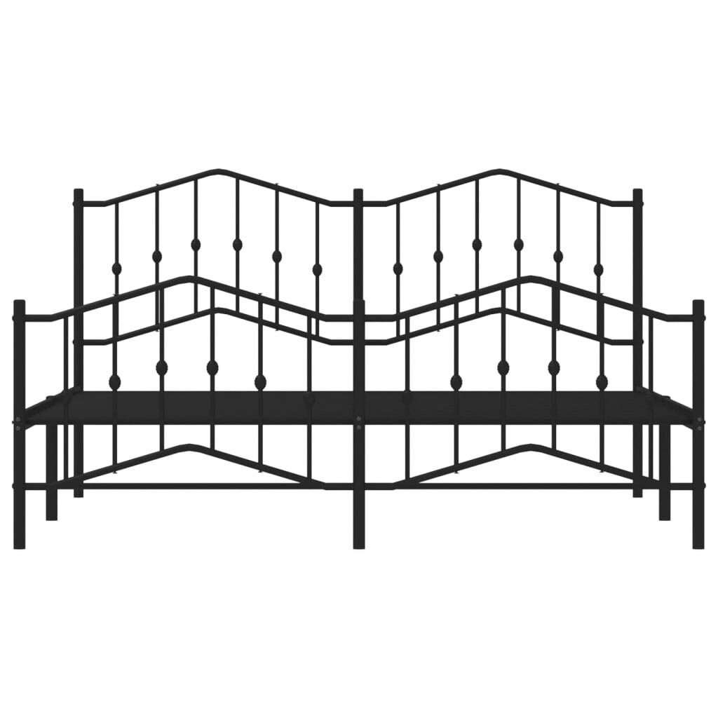 Metal Bed Frame without Mattress with Footboard Black 183x203 cm King Price