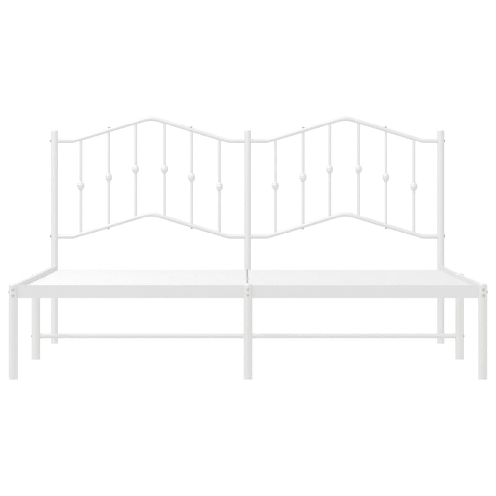 Metal Bed Frame without Mattress with Headboard White 183x203 cm King Price