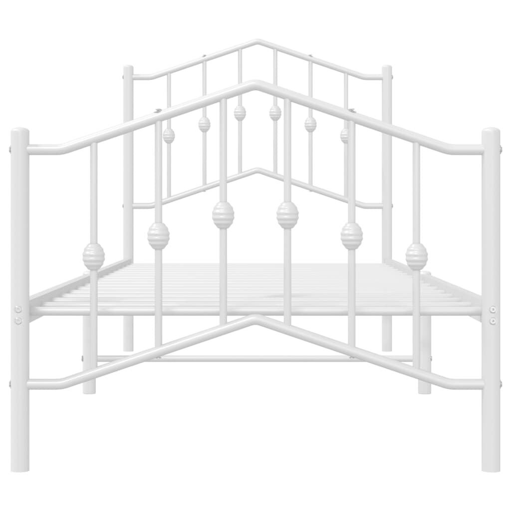 Metal Bed Frame without Mattress with Footboard White 90x190 cm Price