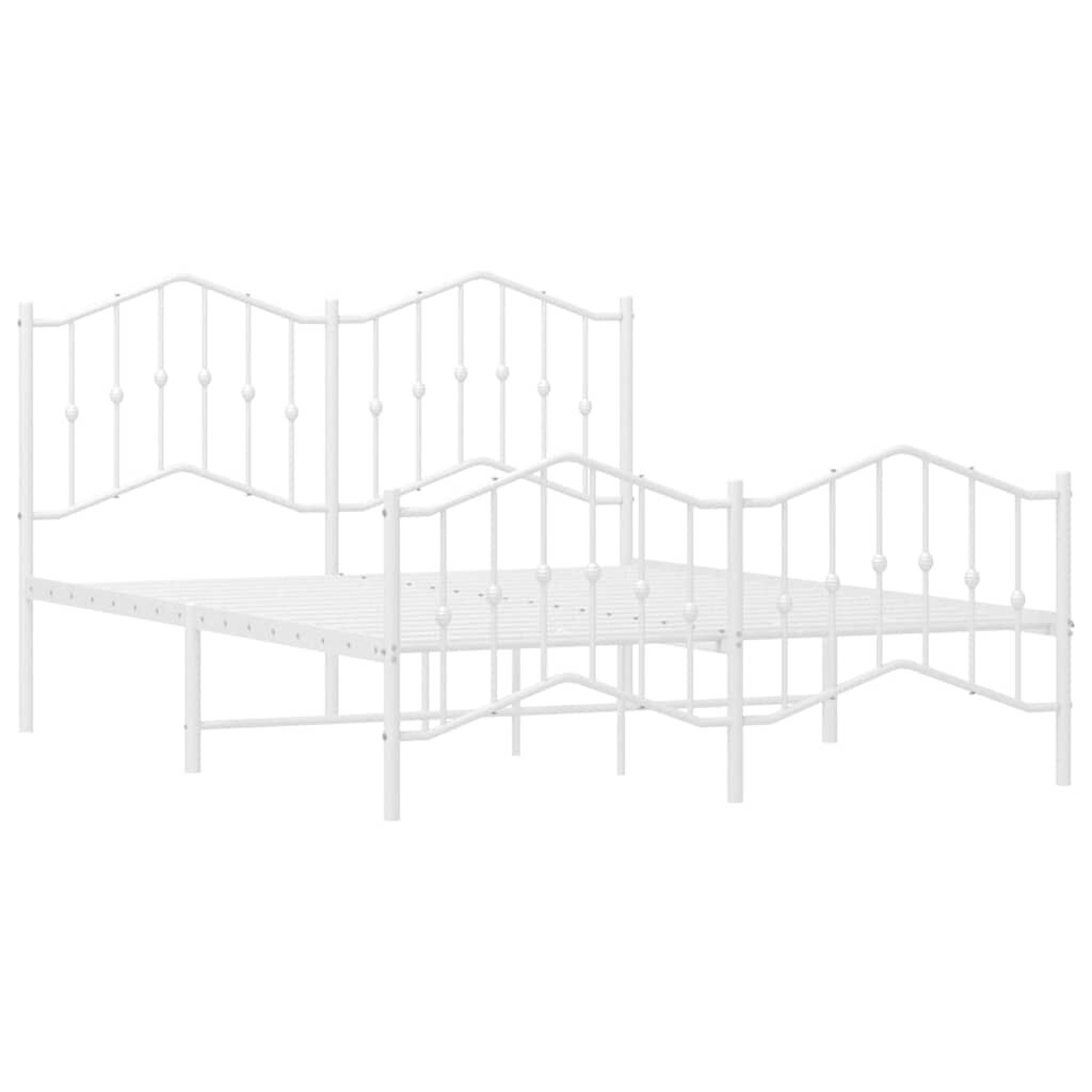 Metal Bed Frame without Mattress with Footboard White 150x200 cm Price