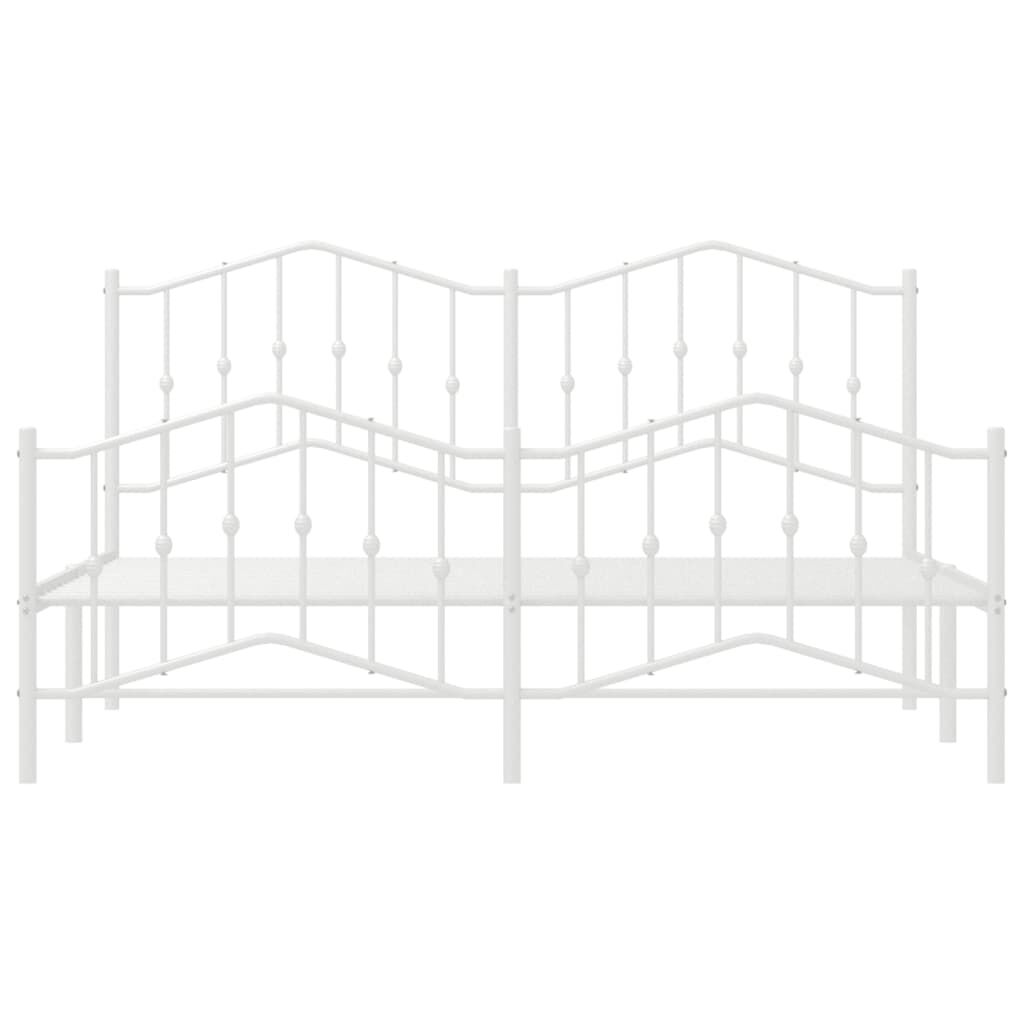 Metal Bed Frame without Mattress with Footboard White 183x203 cm King Price