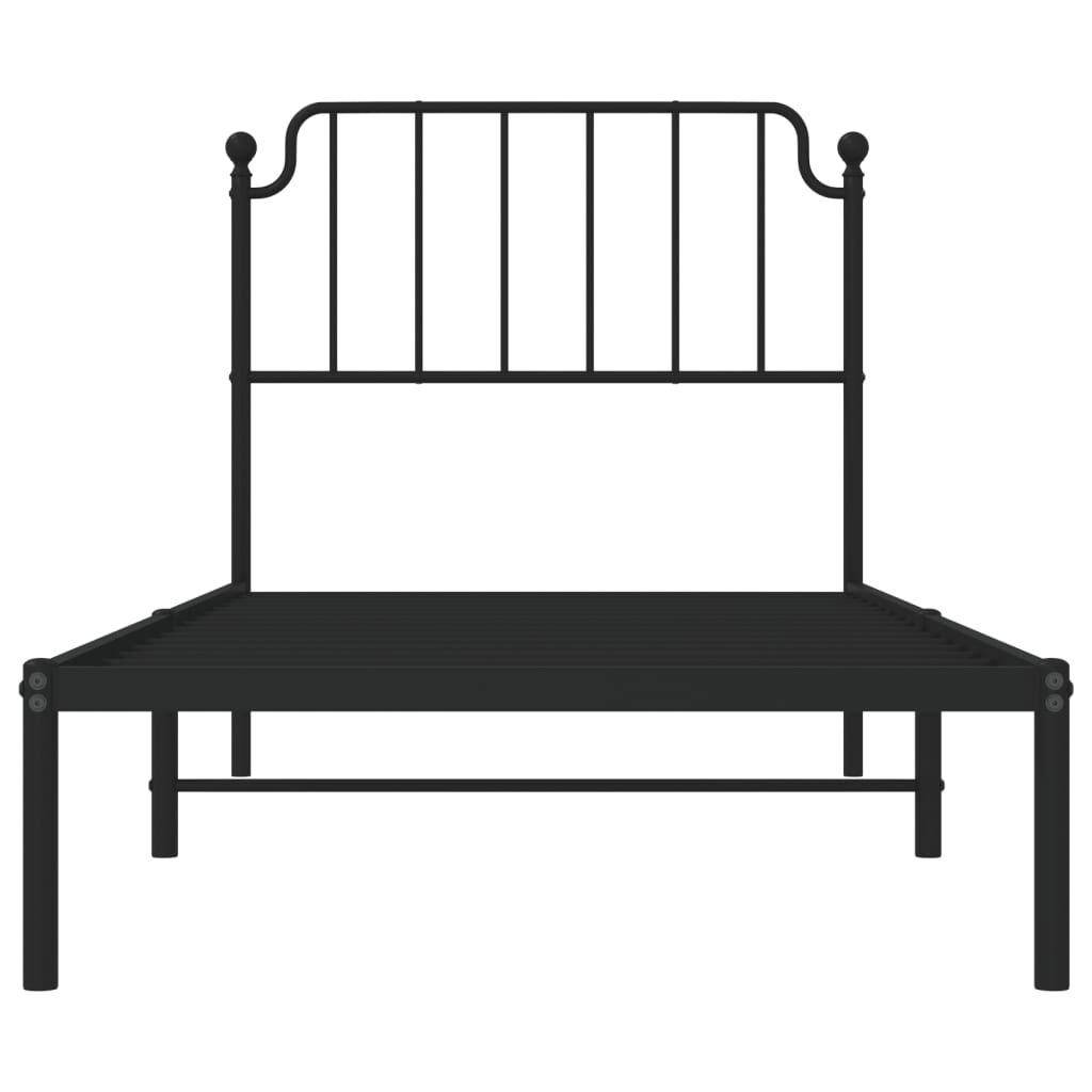 Metal Bed Frame without Mattress with Headboard Black 90x190 cm Price