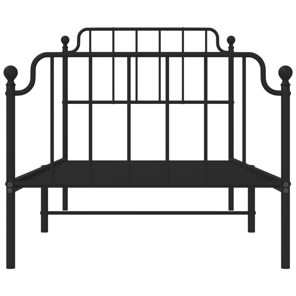 Metal Bed Frame without Mattress with Footboard Black 90x190 cm Price