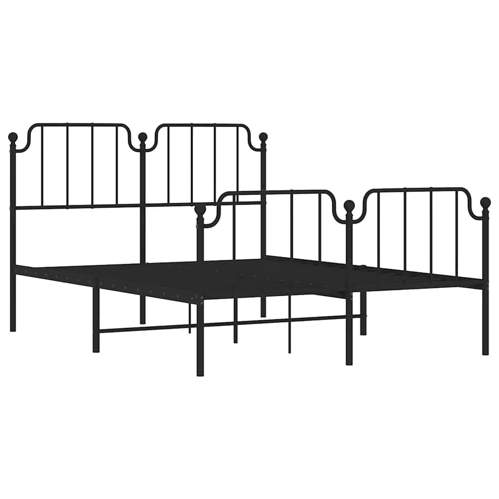 Metal Bed Frame without Mattress with Footboard Black 150x200 cm Price