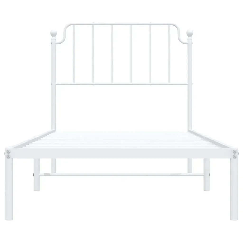 Metal Bed Frame without Mattress with Headboard White 90x190 cm Price