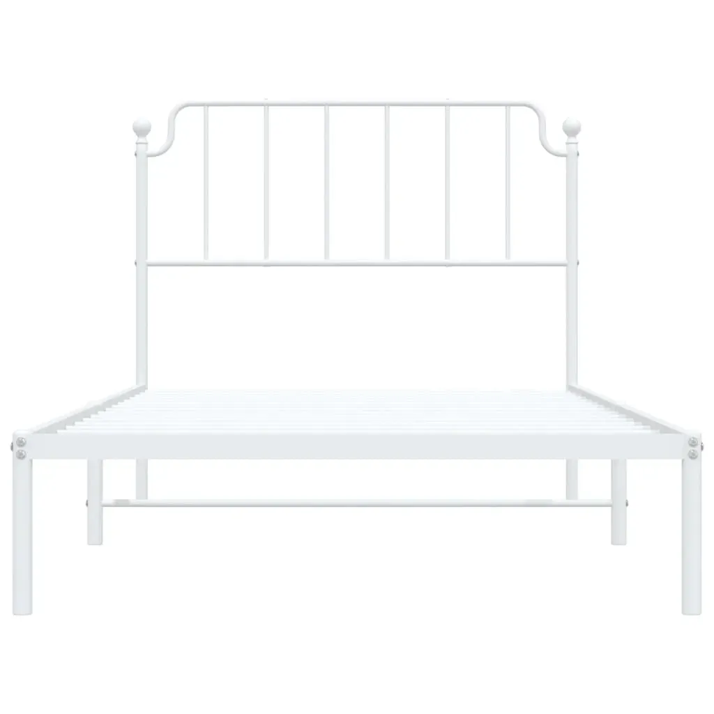 Metal Bed Frame without Mattress with Headboard White 107x203 cm King Single Price