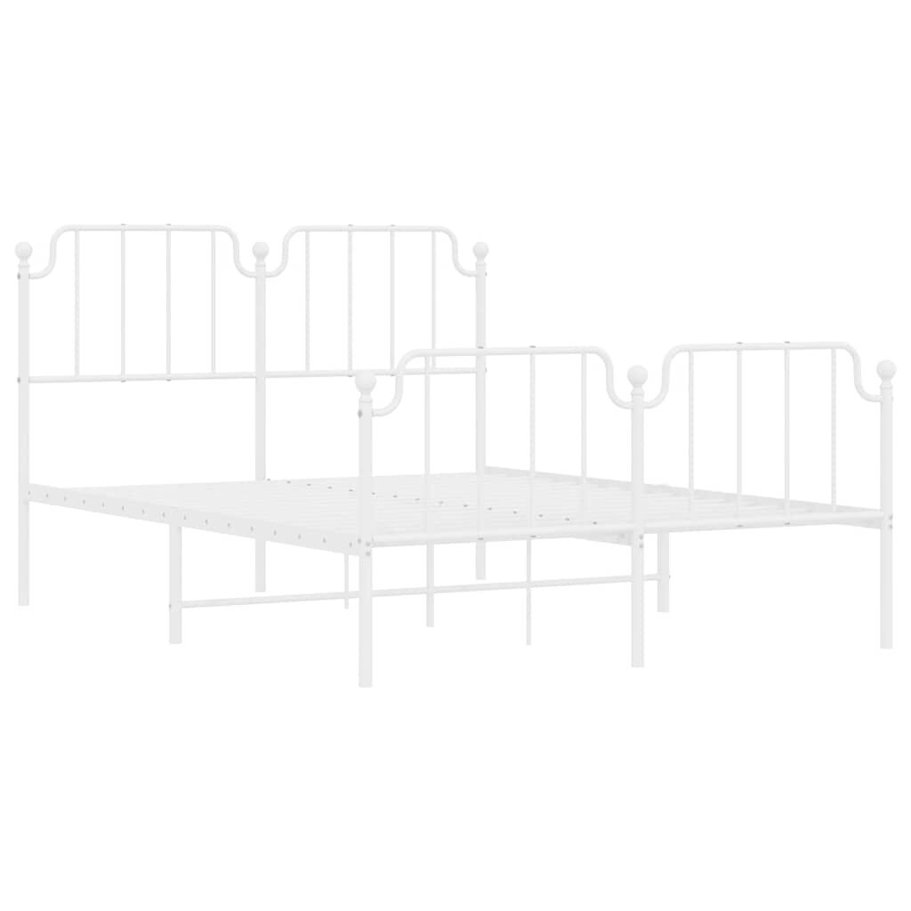 Metal Bed Frame without Mattress with Footboard White 150x200 cm Price