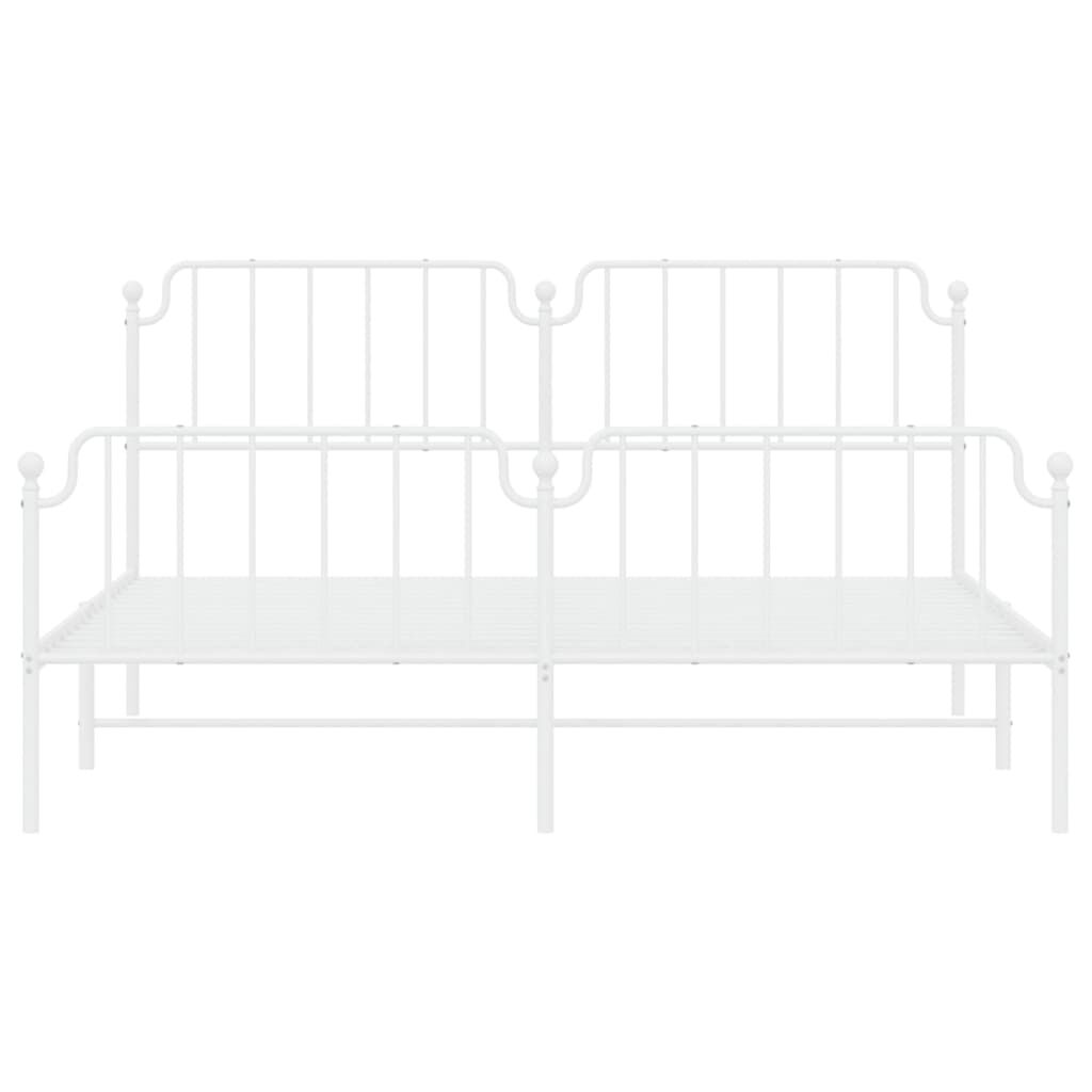 Metal Bed Frame without Mattress with Footboard White 183x203 cm King Price
