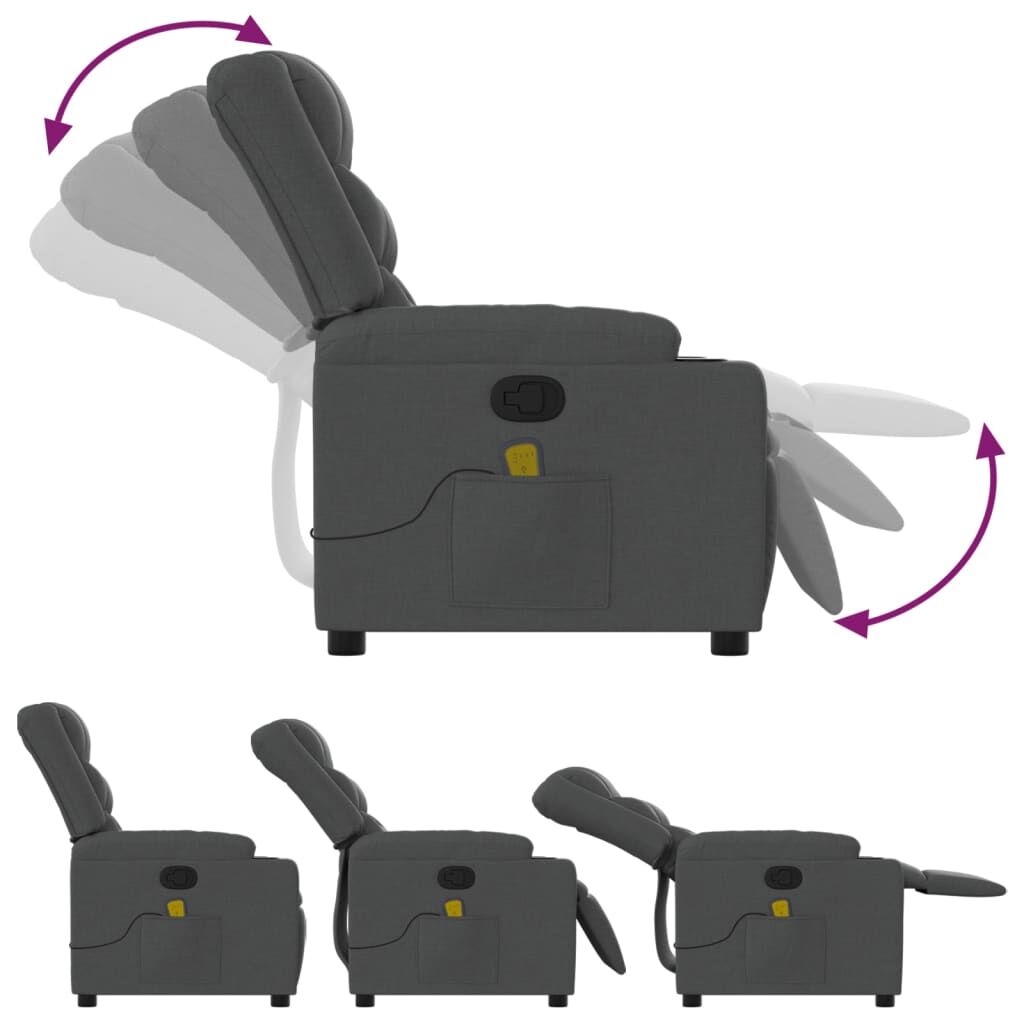 Massage Recliner Chair Dark Grey Fabric Price