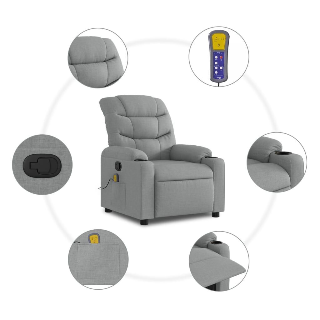 Massage Recliner Chair Light Grey Fabric Price