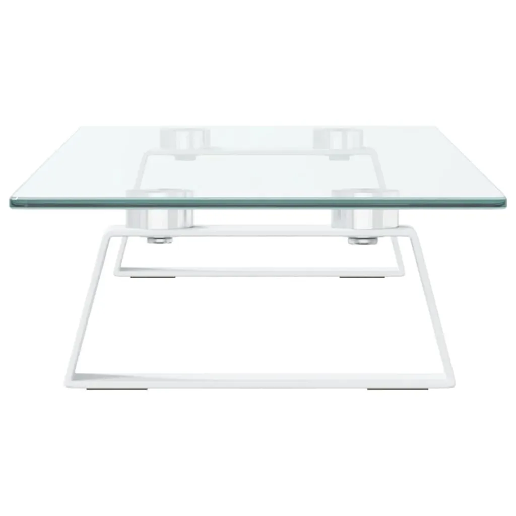 Monitor Stand White 60x20x8 cm Tempered Glass and Metal Price