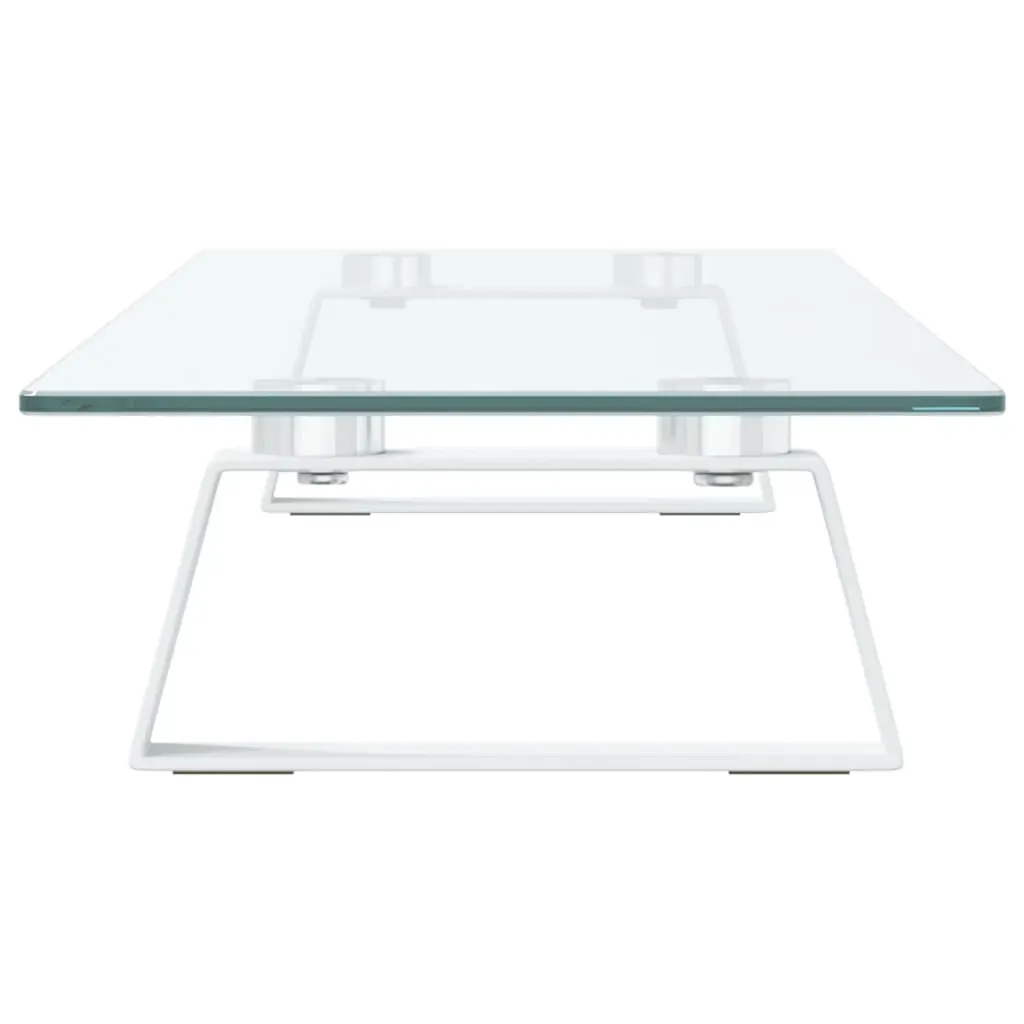 Monitor Stand White 80x20x8 cm Tempered Glass and Metal Price