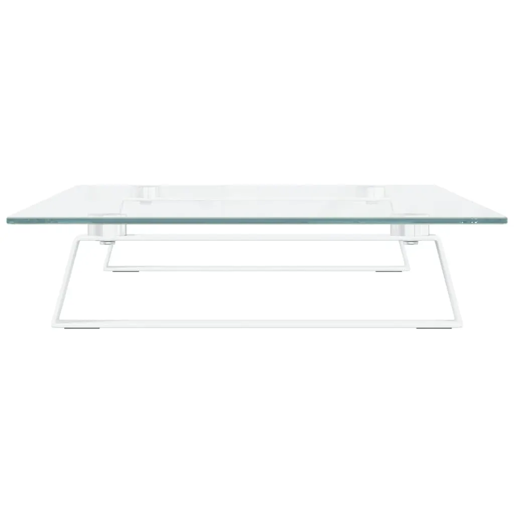 Monitor Stand White 60x35x8 cm Tempered Glass and Metal Price