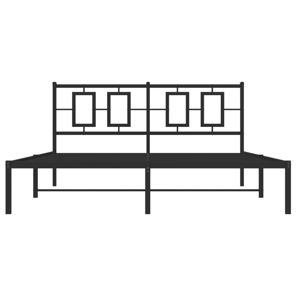 Metal Bed Frame without Mattress with Headboard Black 150x200 cm Price