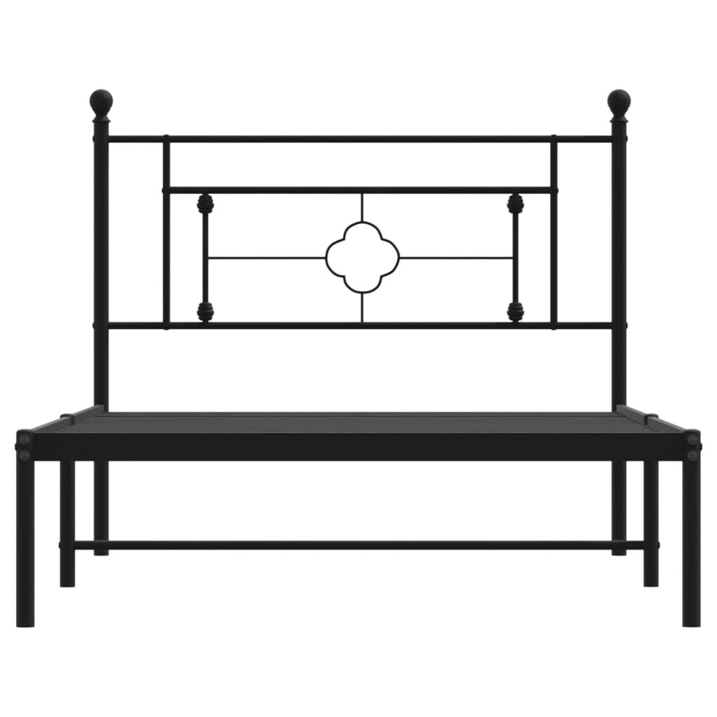 Metal Bed Frame without Mattress with Headboard Black 107x203 cm King Single Price