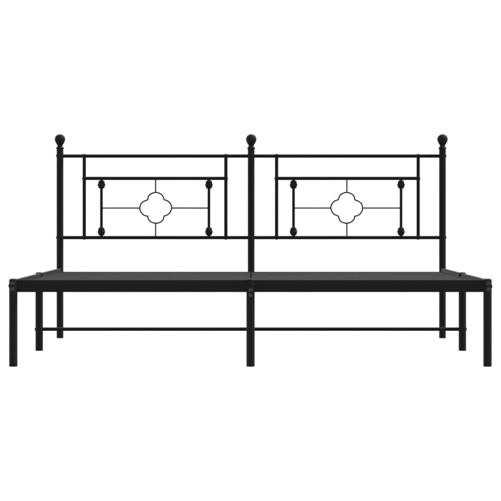 Metal Bed Frame without Mattress with Headboard Black 183x203 cm King Price