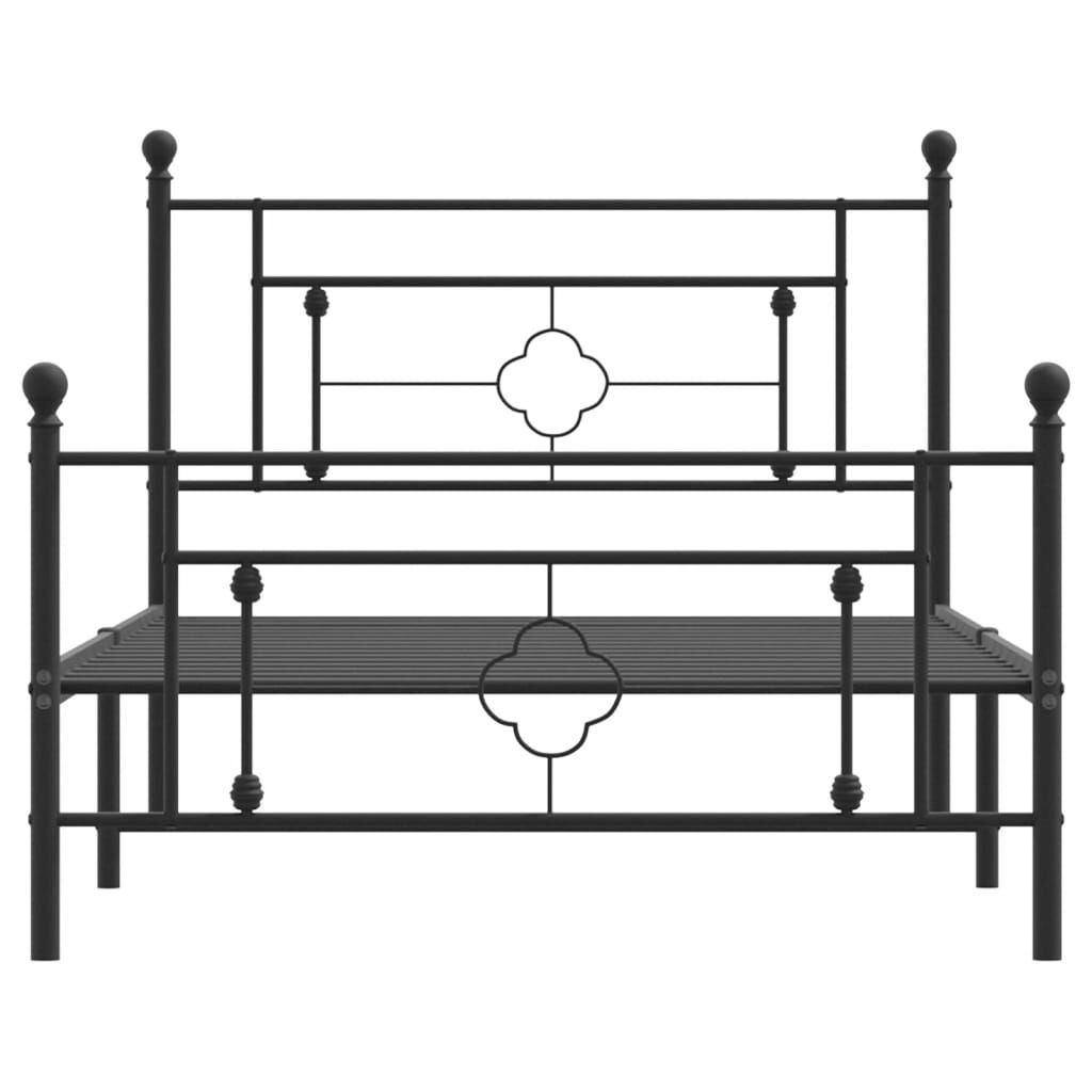 Metal Bed Frame without Mattress with Footboard Black 107x203 cm King Single Price