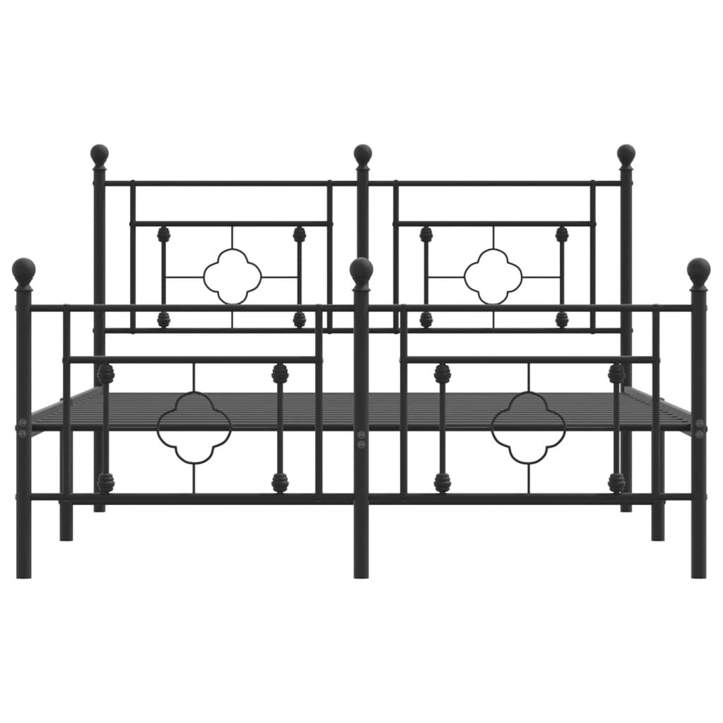 Metal Bed Frame without Mattress with Footboard Black 135x190 cm Price